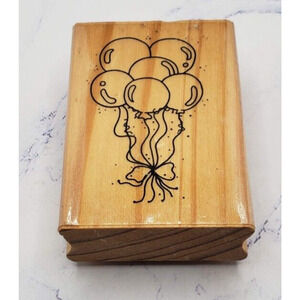 Birthday Celebration Party Balloons Wood Mounted Rubber Stamp